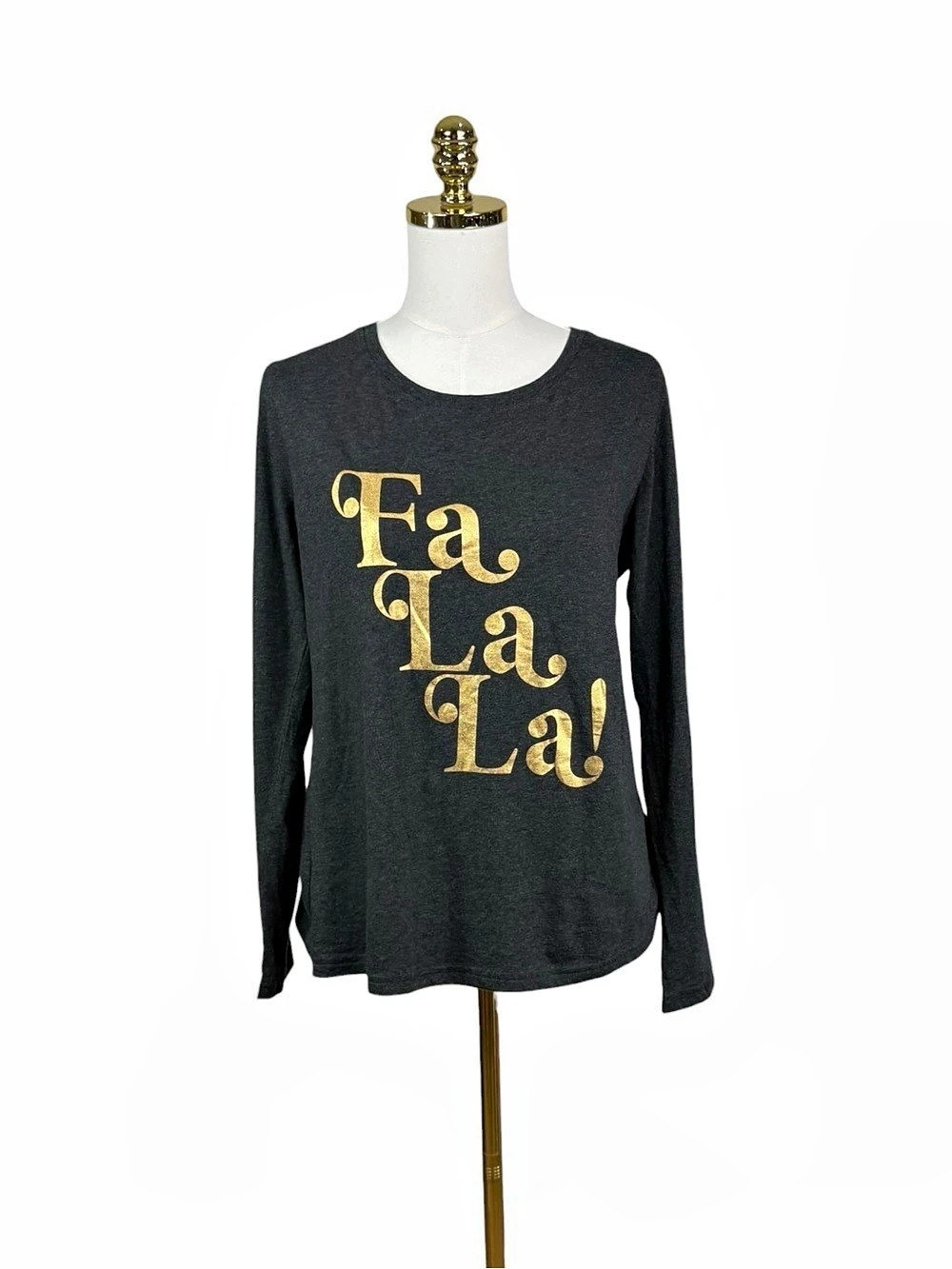 NWT Natural Reflections “Fa La La” Christmas graphic long sleeve shirt size M